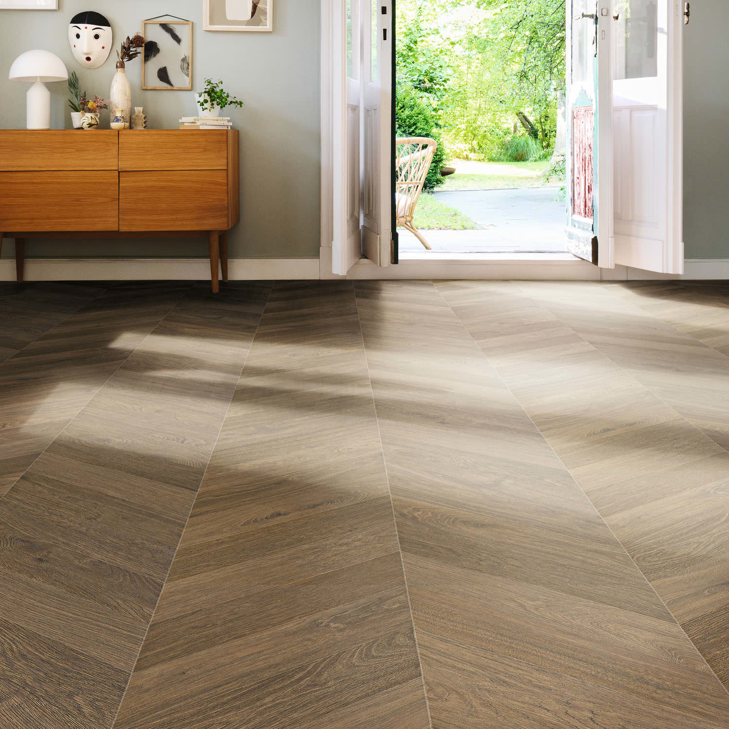 HARO Laminatgulv Chevron Eg røget